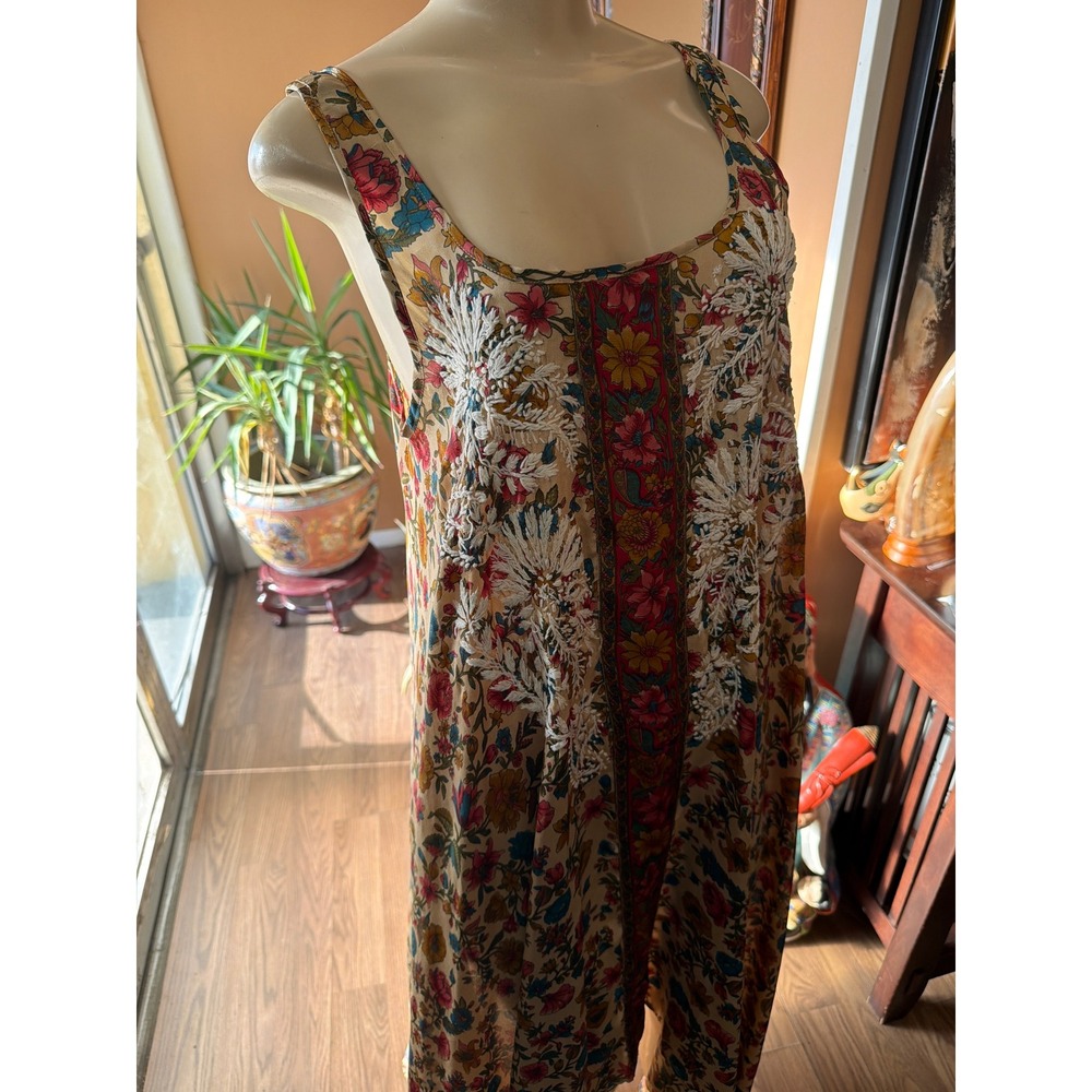 Love Kyla Floral Maxi Dress Multicolor Sleeveless Embroidered Boho Womens Small